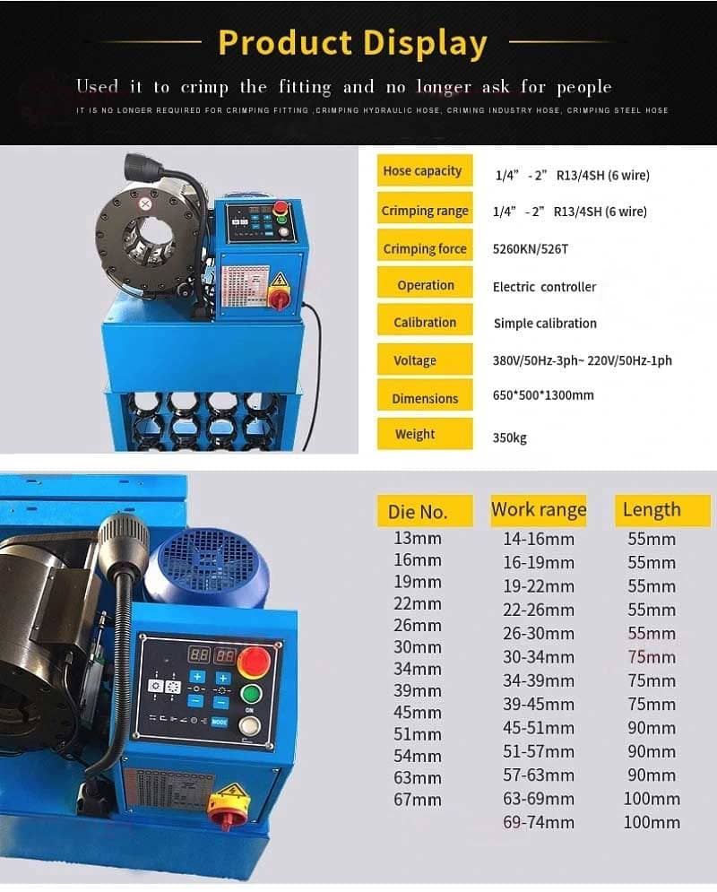 HF32D hydraulic hose crimping machine parameter